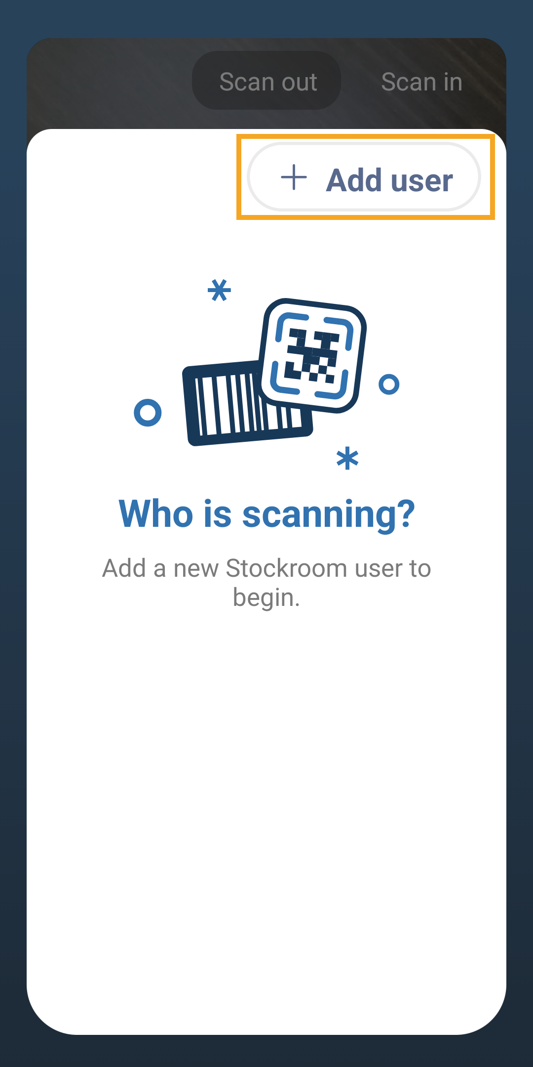 The Stockroom app where new users can be added.